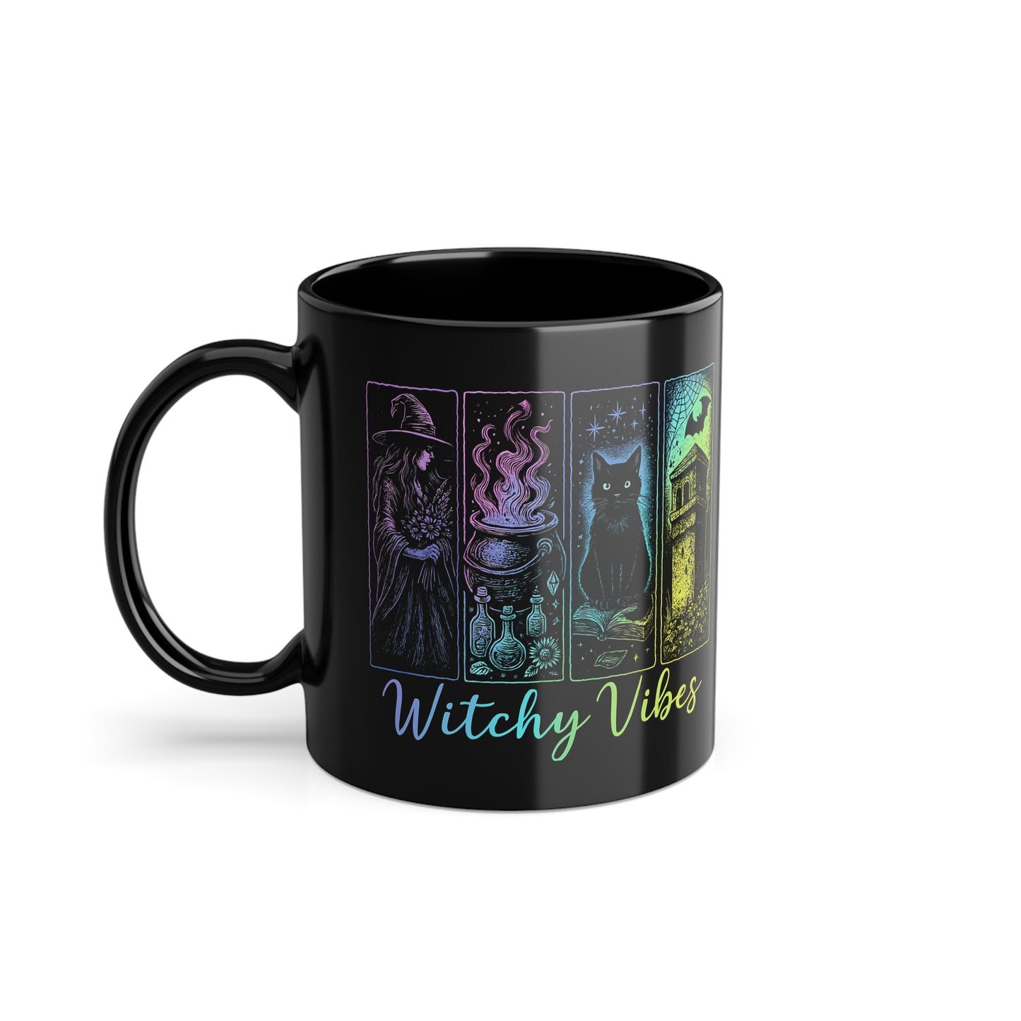 Witchy Vibes Tasse: Magische Halloween-Tasse mit Hexe & Katze