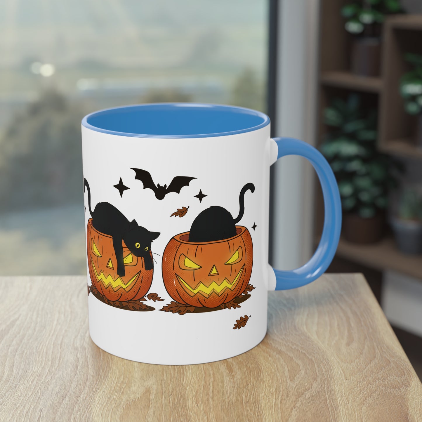 Halloween Tasse mit schwarzen Katzen in Kürbissen