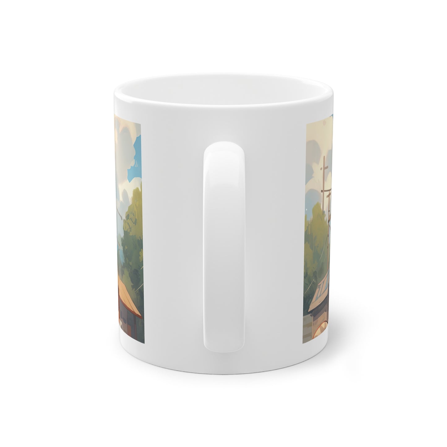 Anime Tasse mit süßen Katzen auf dem Bauernmarkt