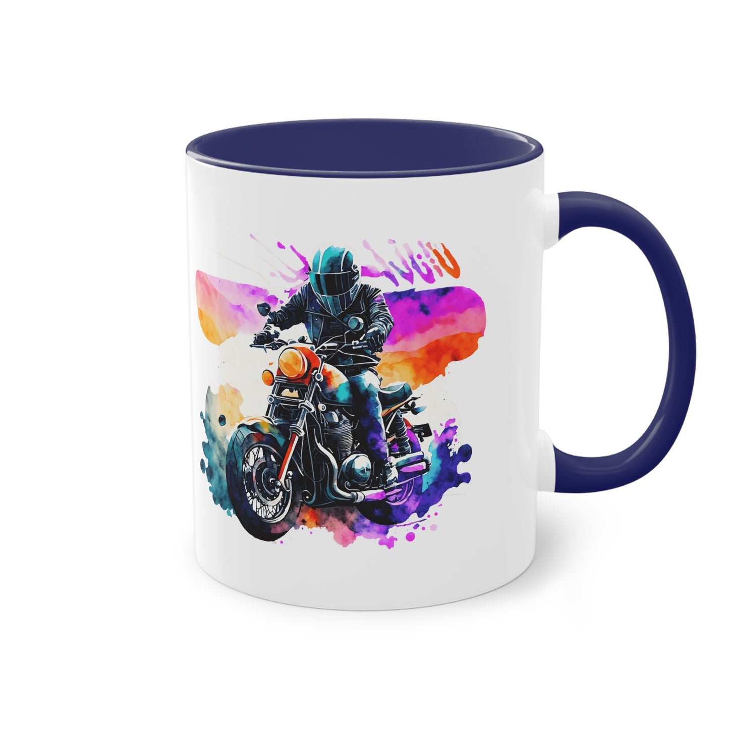 Motorrad Aquarell Tasse - Farbenstarker Biker auf Tour