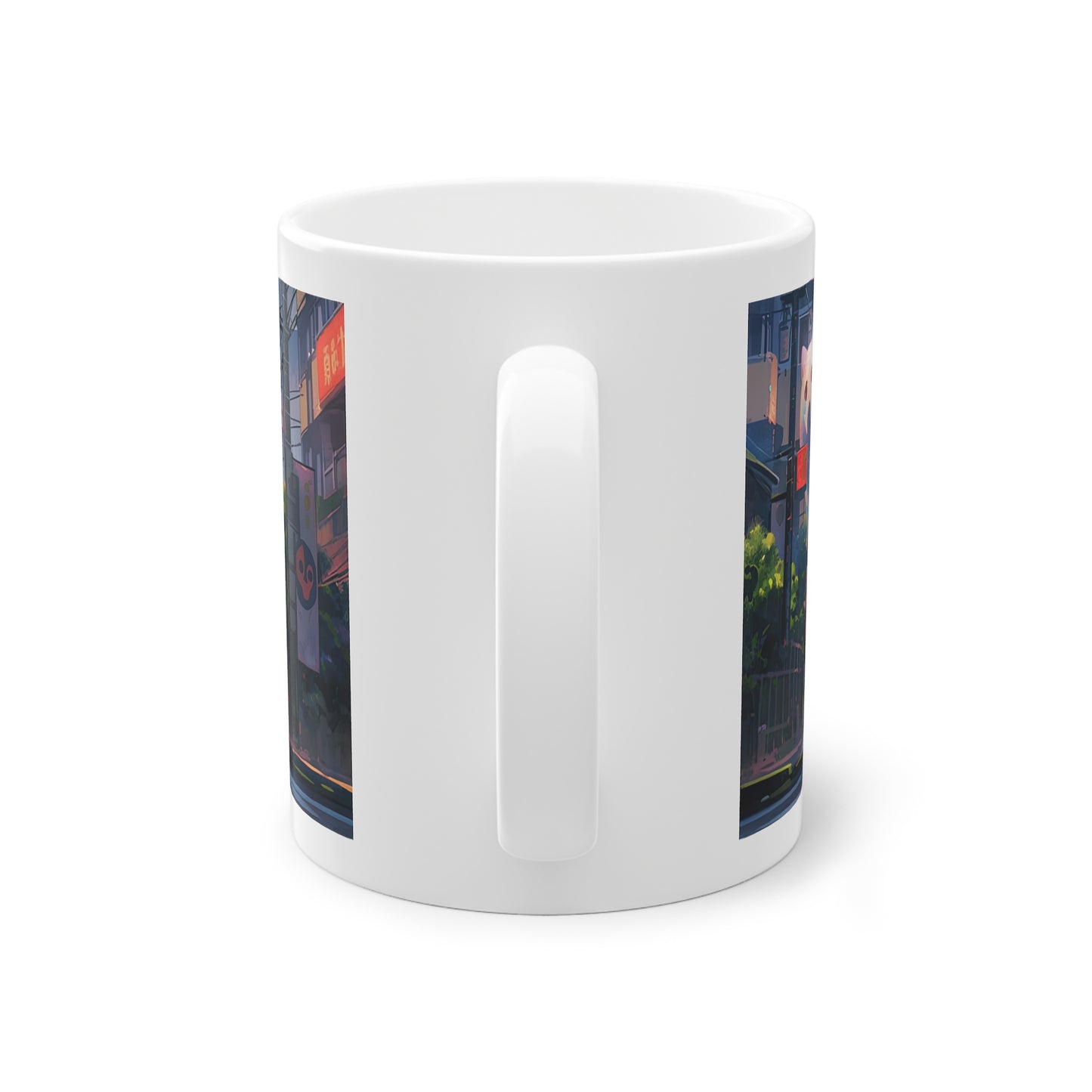 Anime Tasse mit Geisterlaternen und Straßenfest