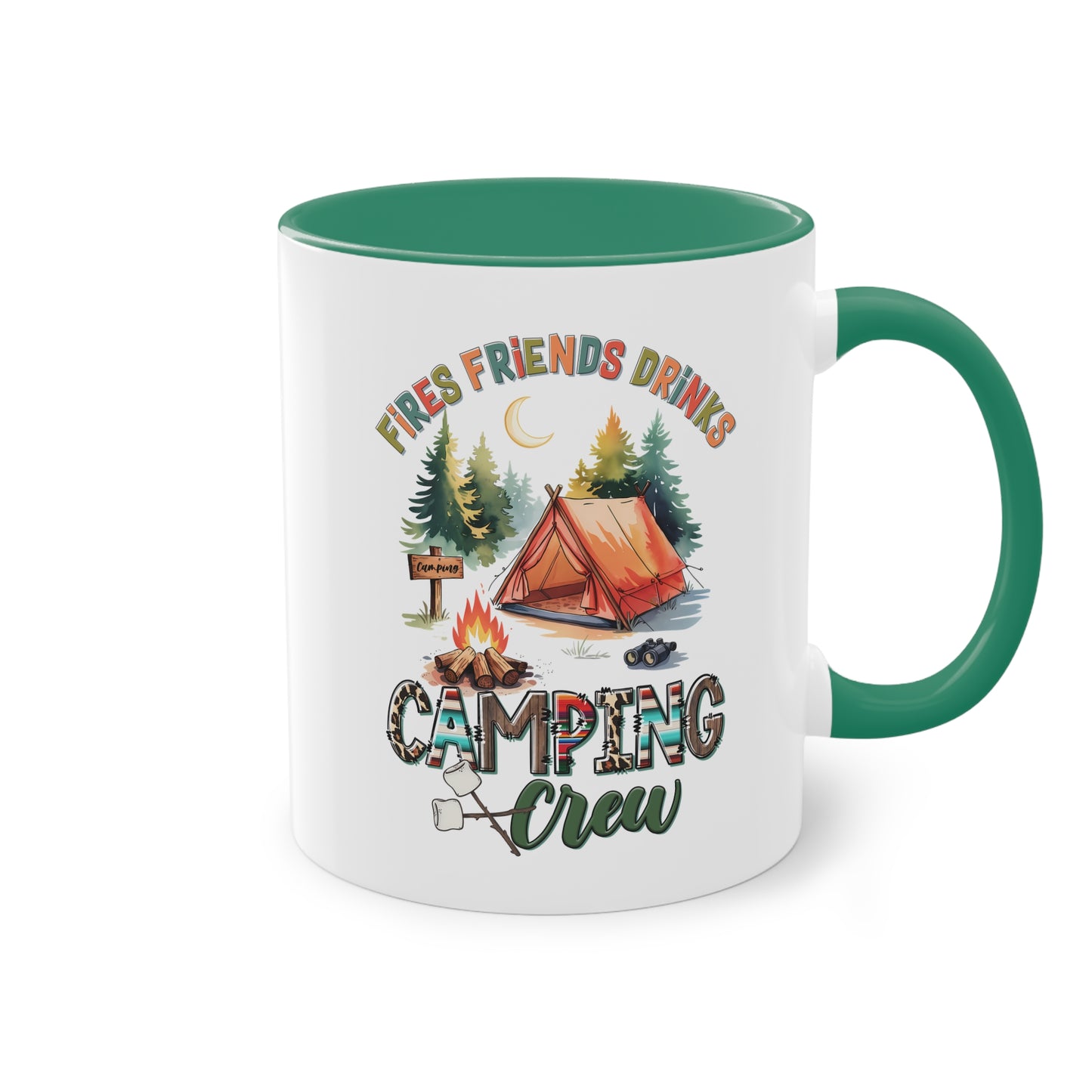 Camping Tasse mit Zelt, Lagerfeuer & „Camping Crew“ Schriftzug