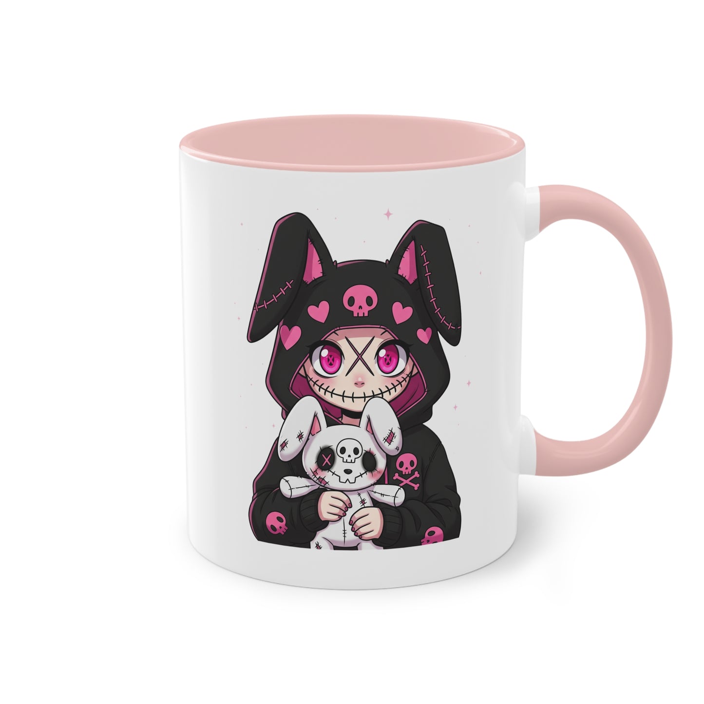 Anime Tasse mit Gothic Bunny Girl und Kuschelhase süßes Manga Design
