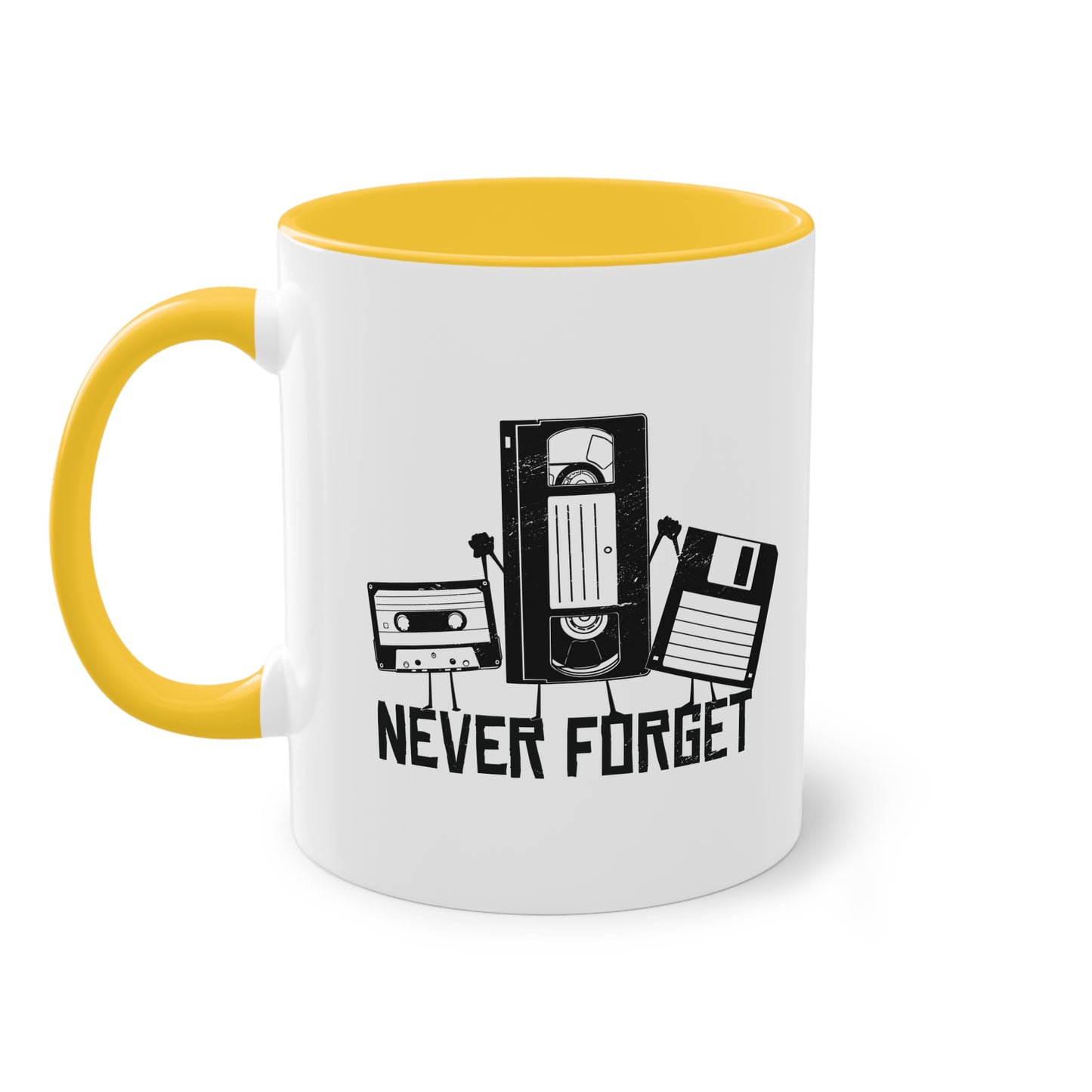 Never Forget Tasse - Retro Diskette/VHS/Kasette Keramik Tasse