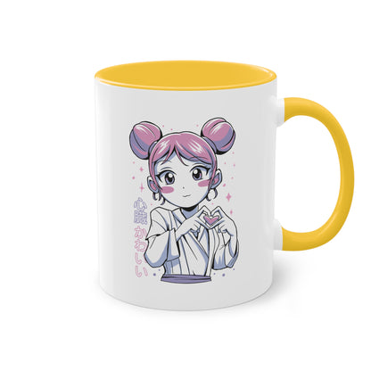 Love Story Anime Tasse - Süßes Manga-Mädchen mit Herzmotiv