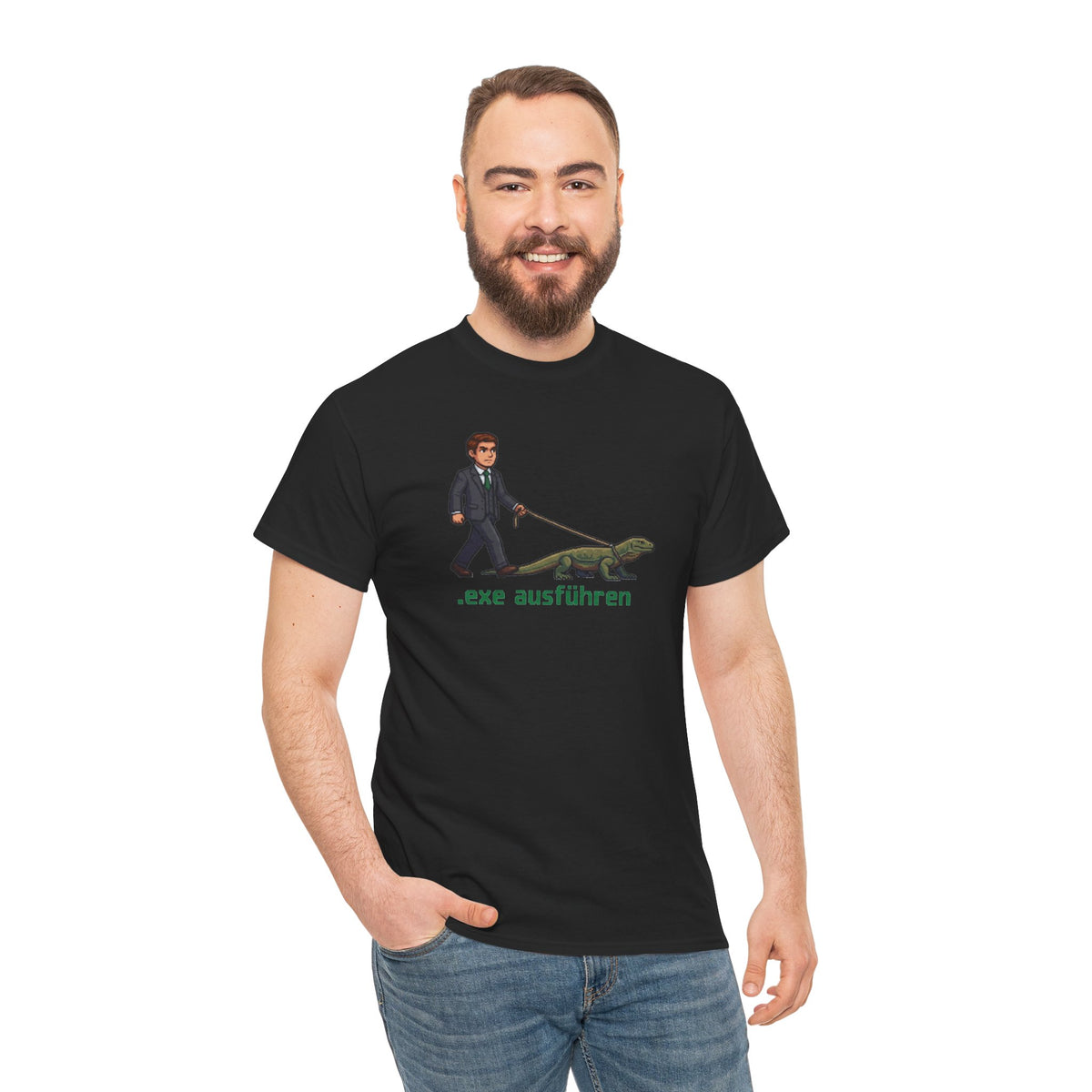".exe ausführen" T-Shirt mit Echse für Nerds