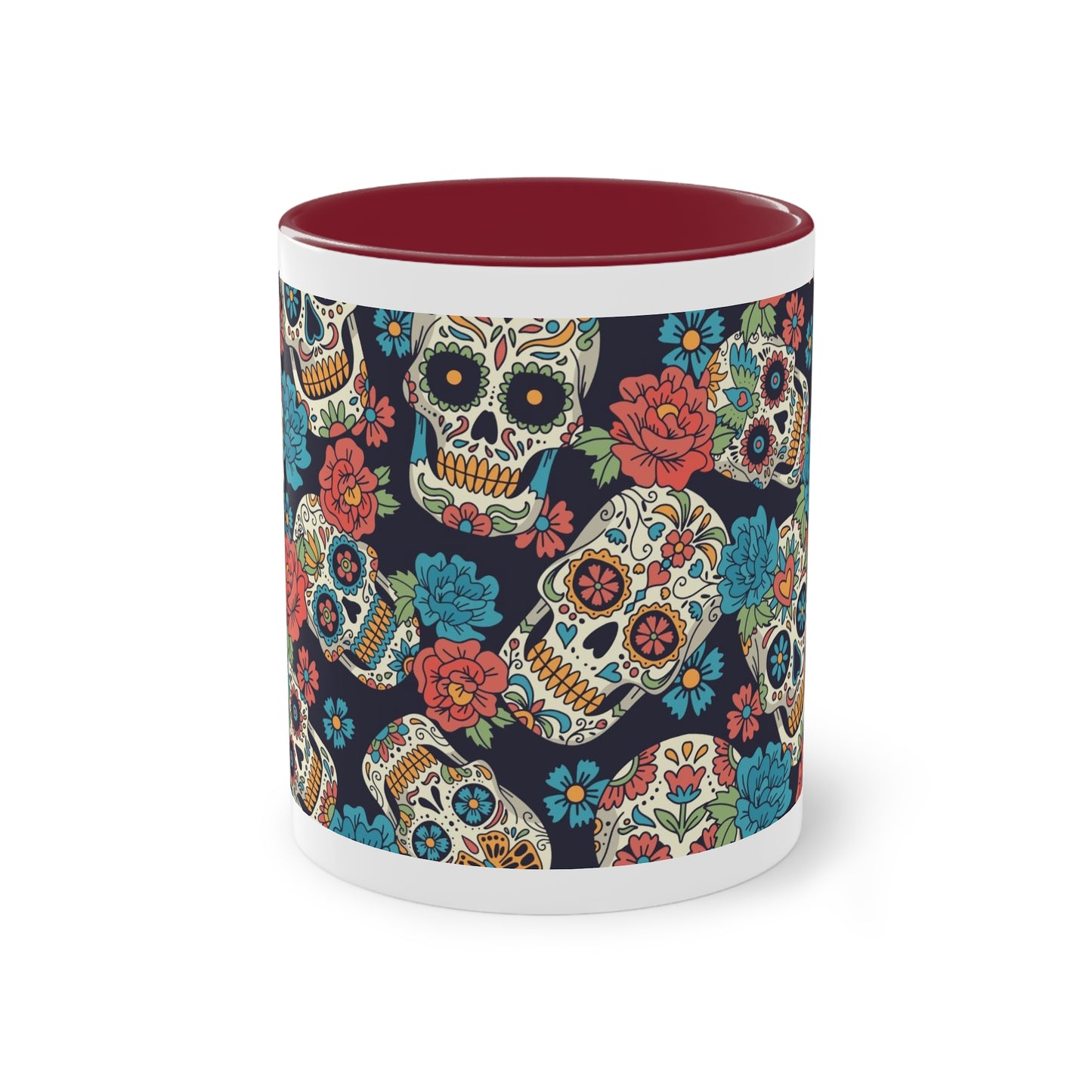 Día de los Muertos Tasse - Buntes Totenkopf-Muster im mexikanischen Stil