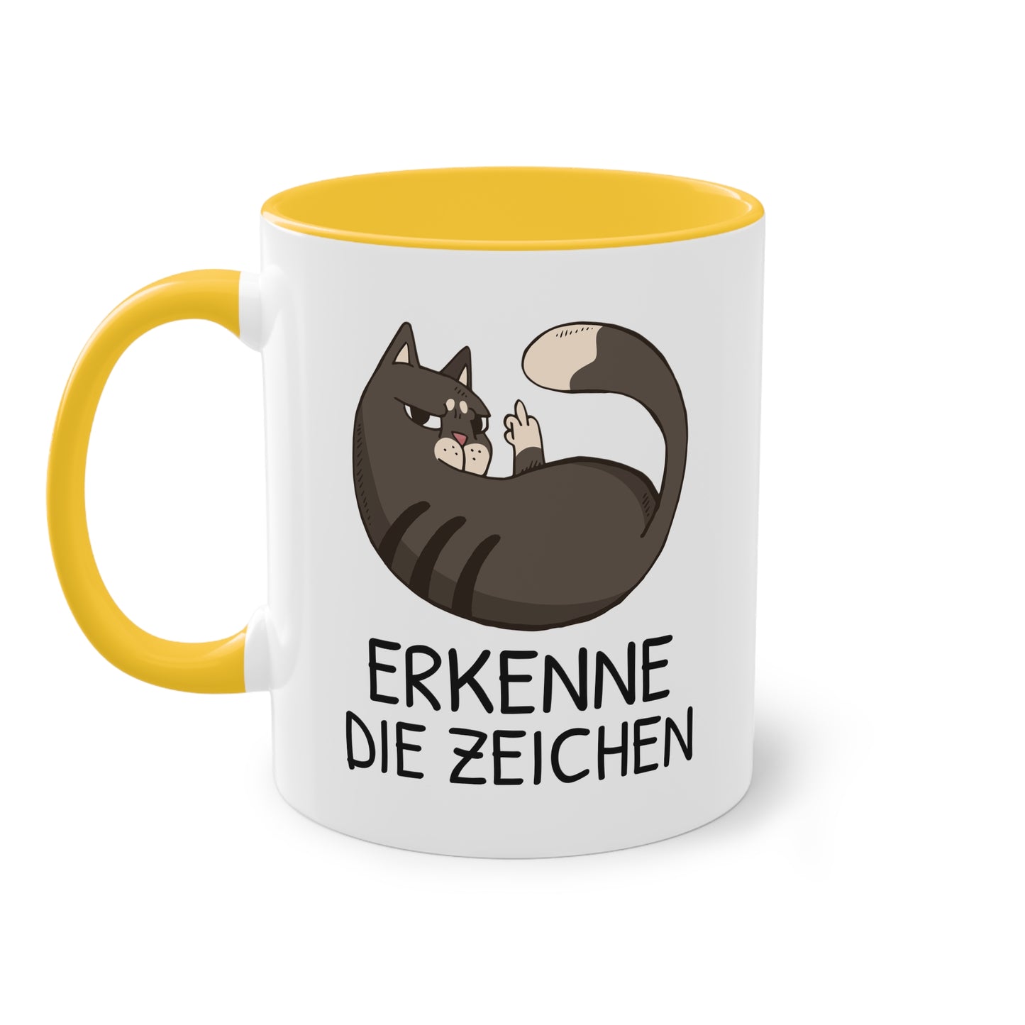 Tasse „Erkenne die Zeichen“ - freche Katze mit Mittelfinger