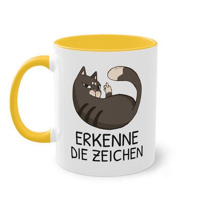 Tasse „Erkenne die Zeichen“ - freche Katze mit Mittelfinger