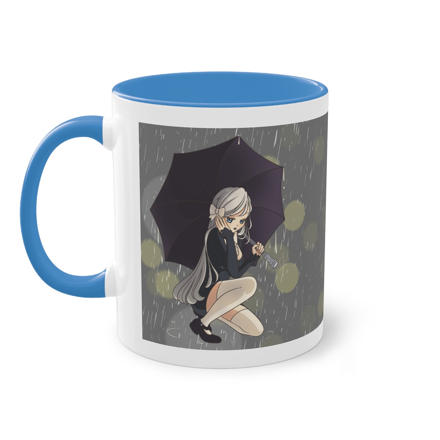 Regenschirm-Melancholie - Tasse mit verträumten Anime-Mädchen