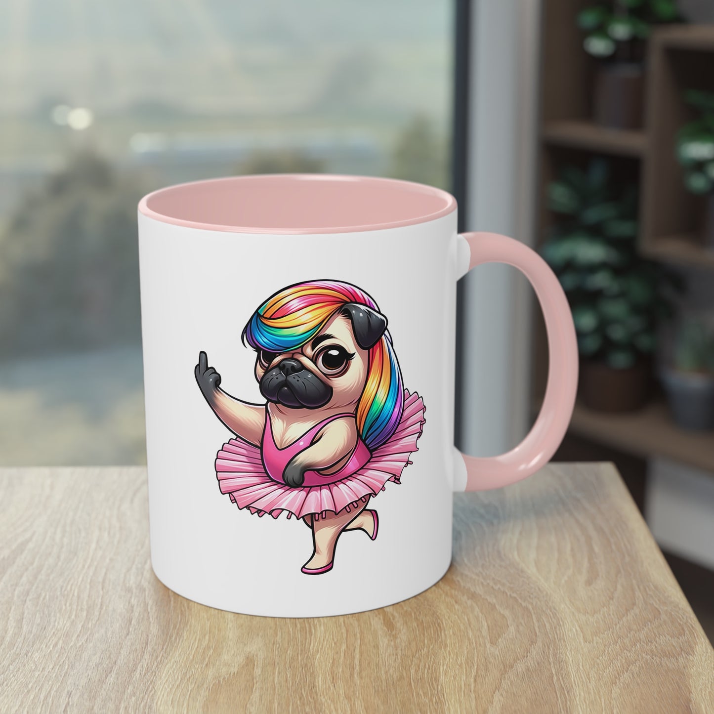 Freche Mops Ballerina Tasse - Lustige Keramik Tasse mit Ballett-Mops