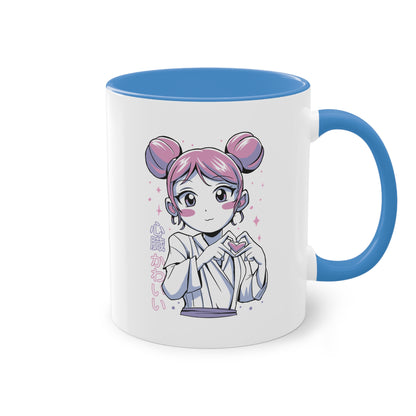 Love Story Anime Tasse - Süßes Manga-Mädchen mit Herzmotiv