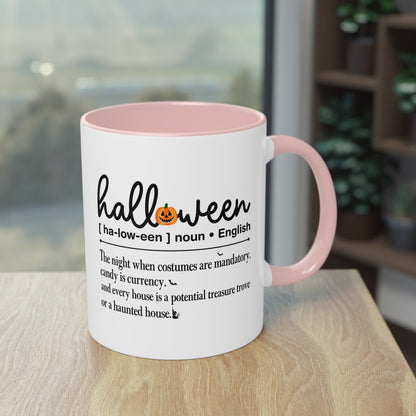 Halloween Tasse mit Definition & Kürbis-Detail | Lustiges Wörterbuch-Design