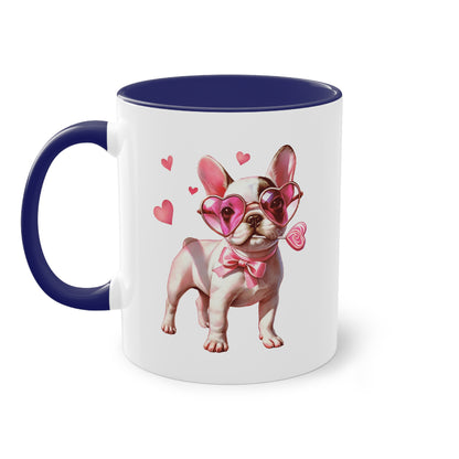 Süße French Bulldog Tasse mit Herzbrille für Hunde Fans