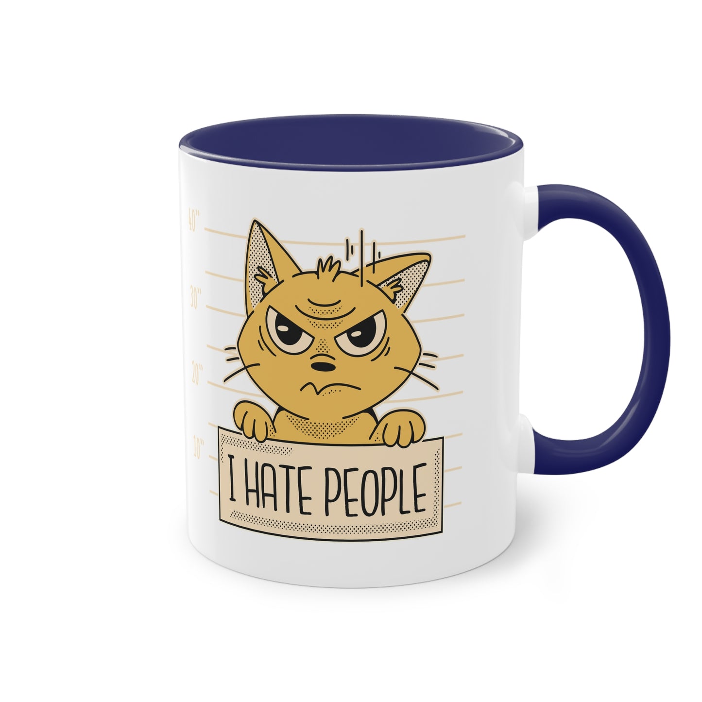 Tasse - "I Hate People" Mugshot Design für Katzenliebhaber