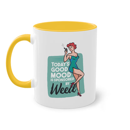 Retro-Tasse mit Spruch "Today's Good Mood Is Sponsored by Weed"