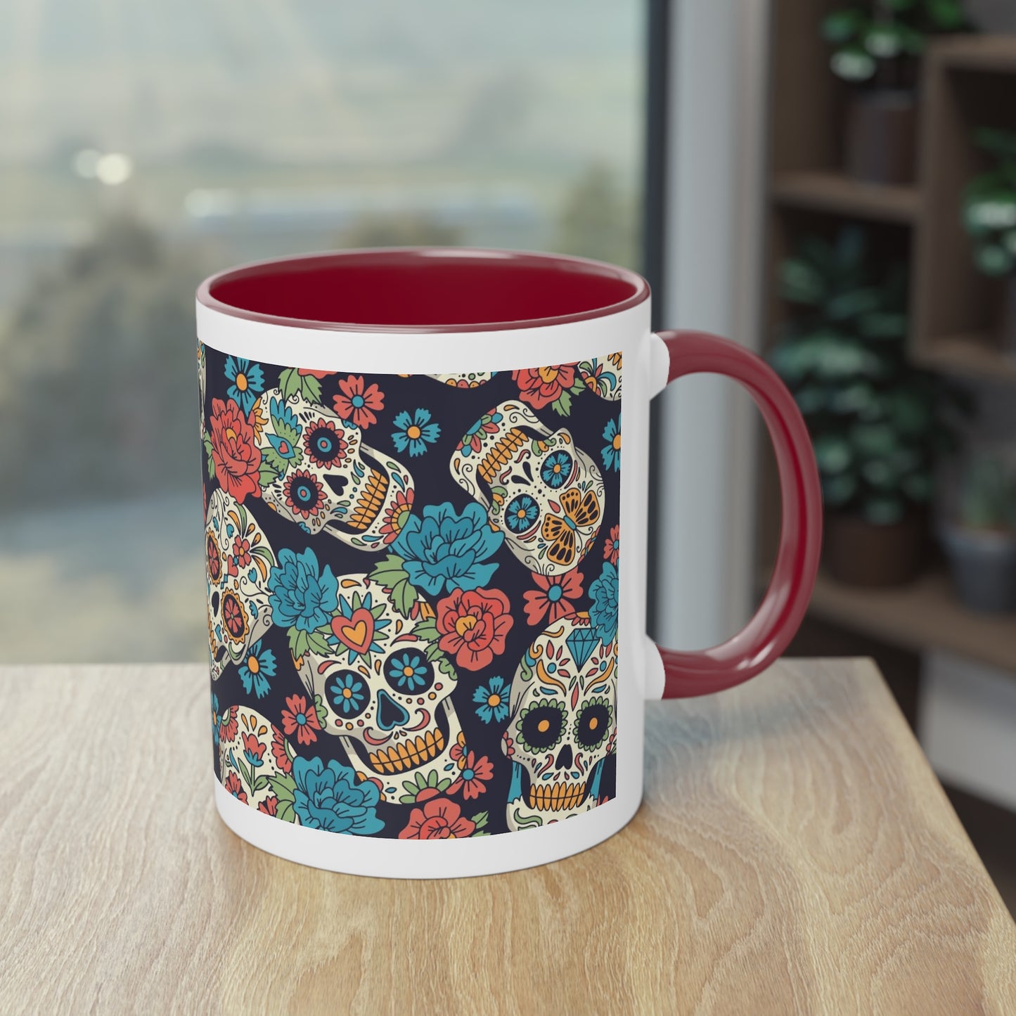 Día de los Muertos Tasse - Buntes Totenkopf-Muster im mexikanischen Stil