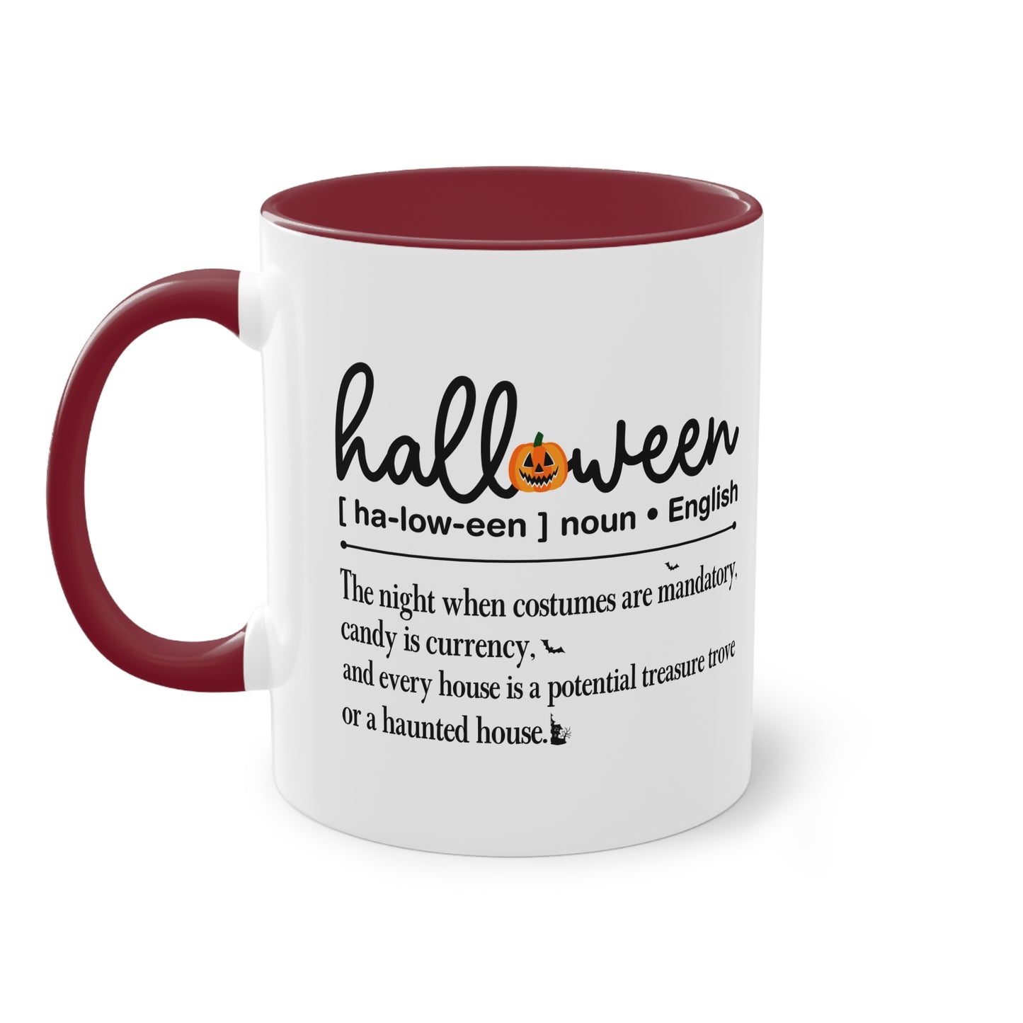 Halloween Tasse mit Definition & Kürbis-Detail | Lustiges Wörterbuch-Design