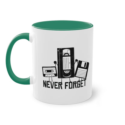 Never Forget Tasse - Retro Diskette/VHS/Kasette Keramik Tasse