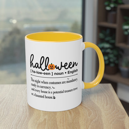 Halloween Tasse mit Definition & Kürbis-Detail | Lustiges Wörterbuch-Design