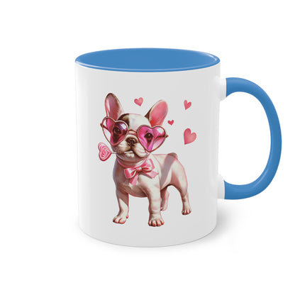 Süße French Bulldog Tasse mit Herzbrille für Hunde Fans
