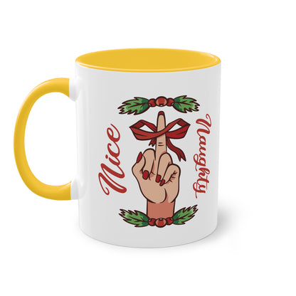 Böse und Brav im Weihnachtsstil: Naughty & Nice Tasse