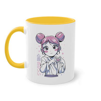 Love Story Anime Tasse - Süßes Manga-Mädchen mit Herzmotiv