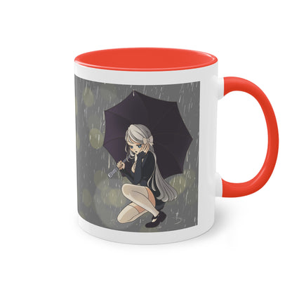 Regenschirm-Melancholie - Tasse mit verträumten Anime-Mädchen