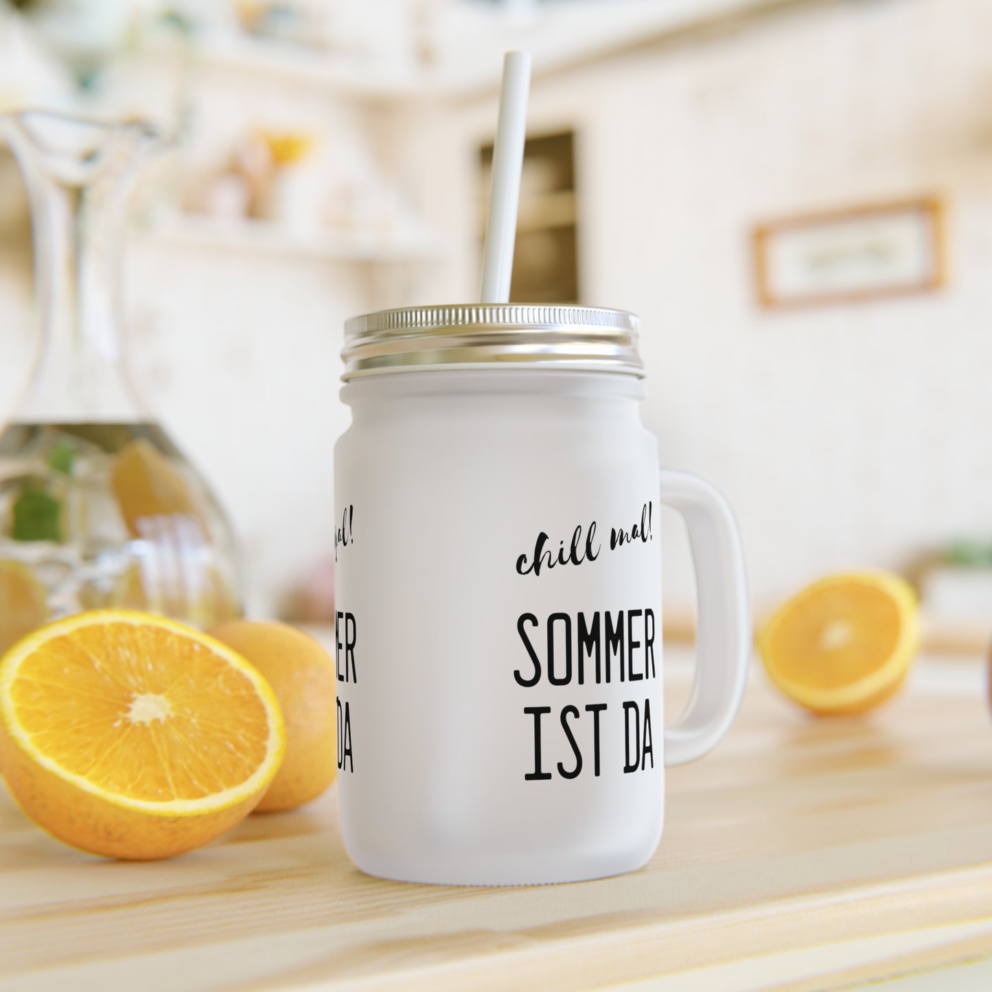 Mason Jar Trinkglas "Chill mal! Sommer ist da"