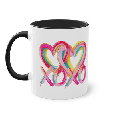 XOXO Tasse mit bunten Herzen für Liebe Nähe und gute Laune