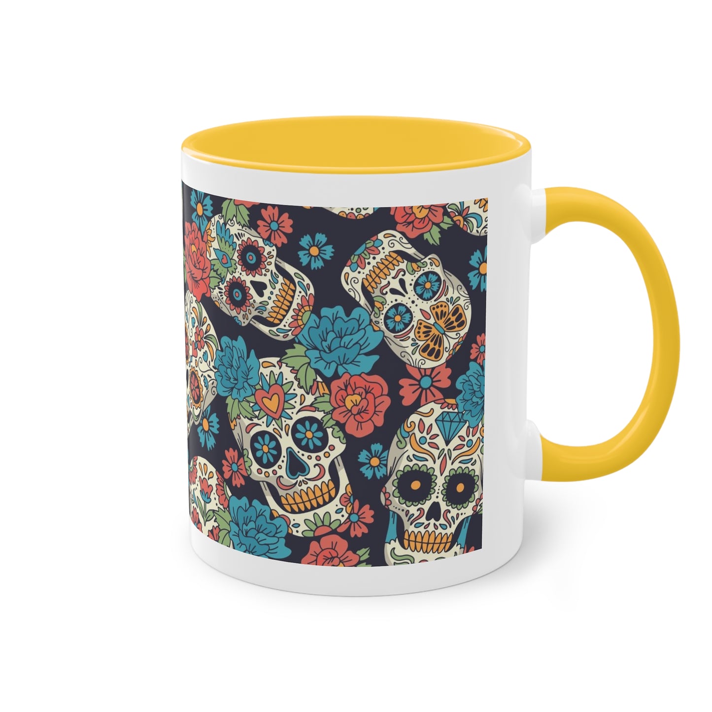 Día de los Muertos Tasse - Buntes Totenkopf-Muster im mexikanischen Stil