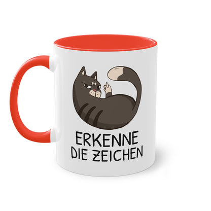 Tasse „Erkenne die Zeichen“ - freche Katze mit Mittelfinger