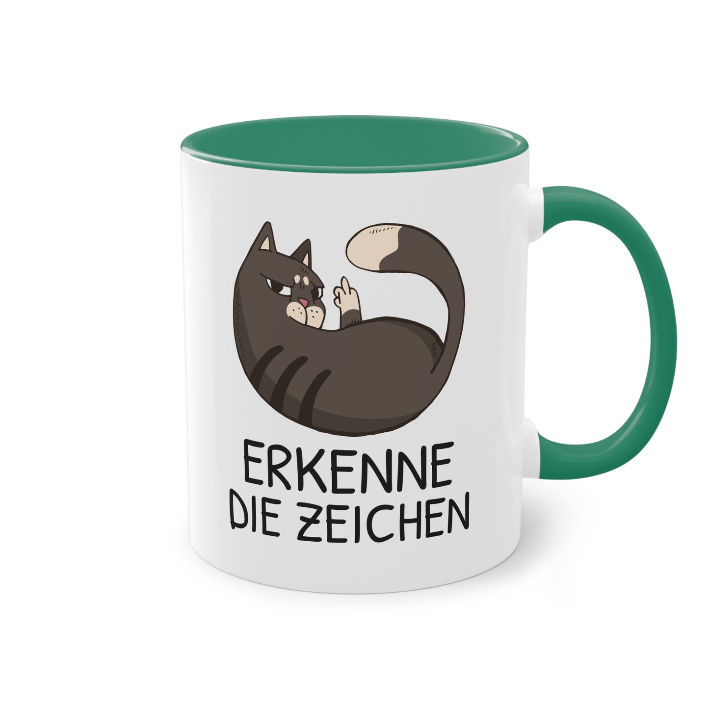 Tasse „Erkenne die Zeichen“ - freche Katze mit Mittelfinger