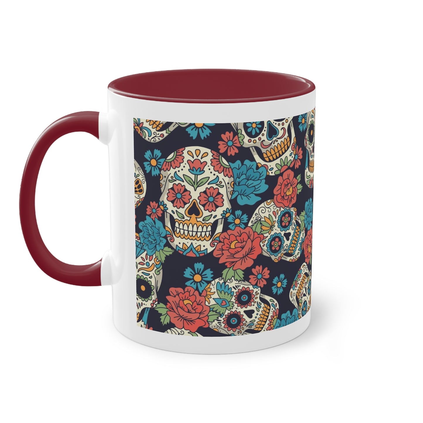 Día de los Muertos Tasse - Buntes Totenkopf-Muster im mexikanischen Stil