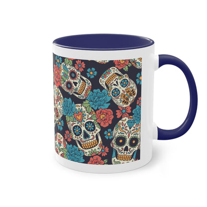 Día de los Muertos Tasse - Buntes Totenkopf-Muster im mexikanischen Stil