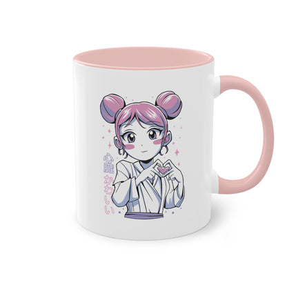 Love Story Anime Tasse - Süßes Manga-Mädchen mit Herzmotiv