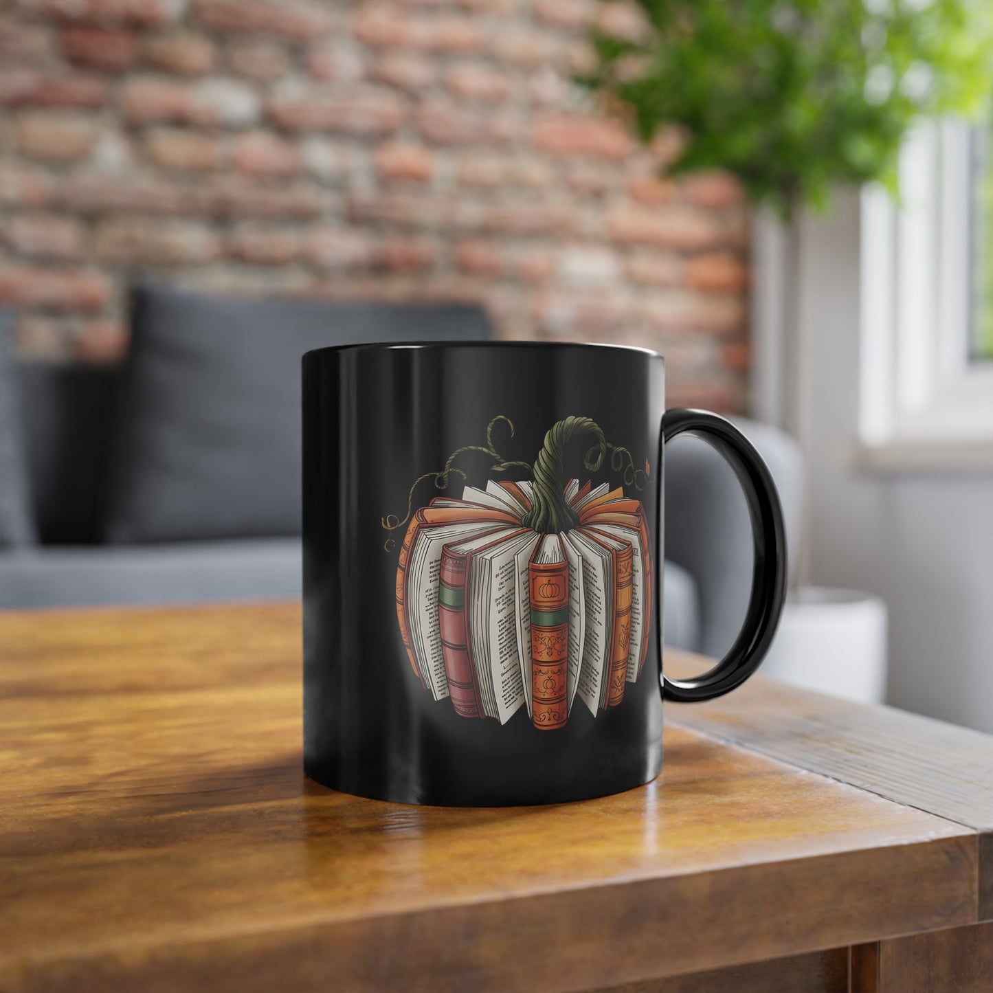Halloween Tasse für Bücherwürmer mit Kürbis aus Büchern