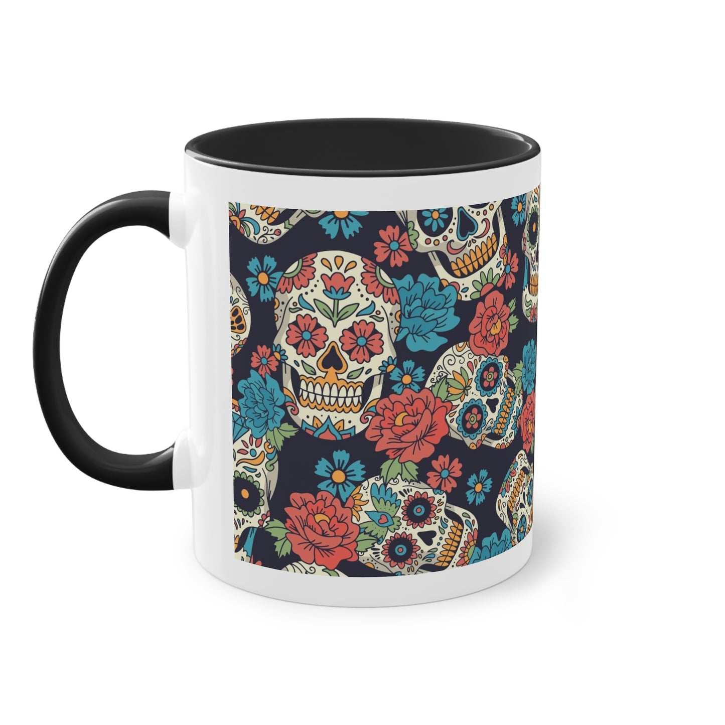 Día de los Muertos Tasse - Buntes Totenkopf-Muster im mexikanischen Stil