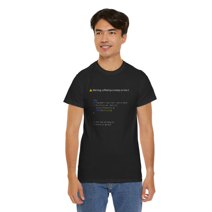 "Programmer's Fuel: Don't Code on Empty" T-Shirt - Code und Kaffee für Entwickler