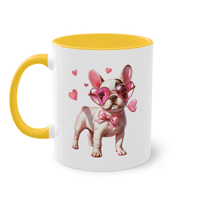 Süße French Bulldog Tasse mit Herzbrille für Hunde Fans