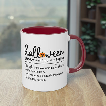 Halloween Tasse mit Definition & Kürbis-Detail | Lustiges Wörterbuch-Design