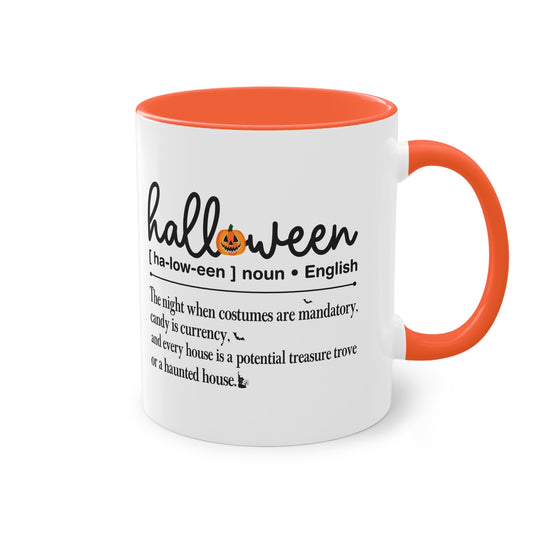 Halloween Tasse mit Definition & Kürbis-Detail | Lustiges Wörterbuch-Design