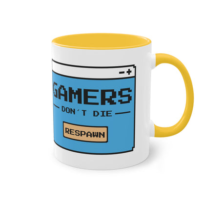 Gamers Don't Die Tasse - Lustige Gamer Keramik Tasse mit Respawn Design