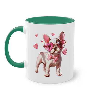 Süße French Bulldog Tasse mit Herzbrille für Hunde Fans