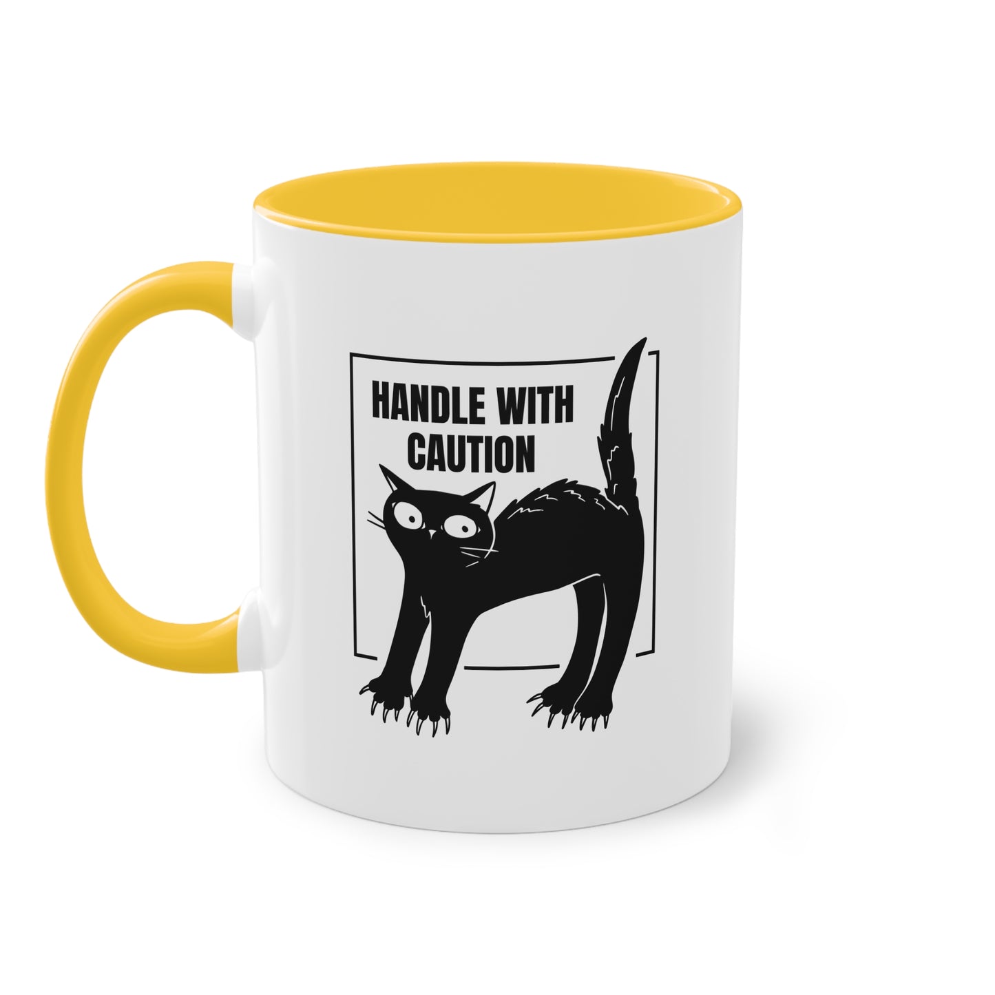 Tasse „Handle with Caution“ für Katzenbesitzer