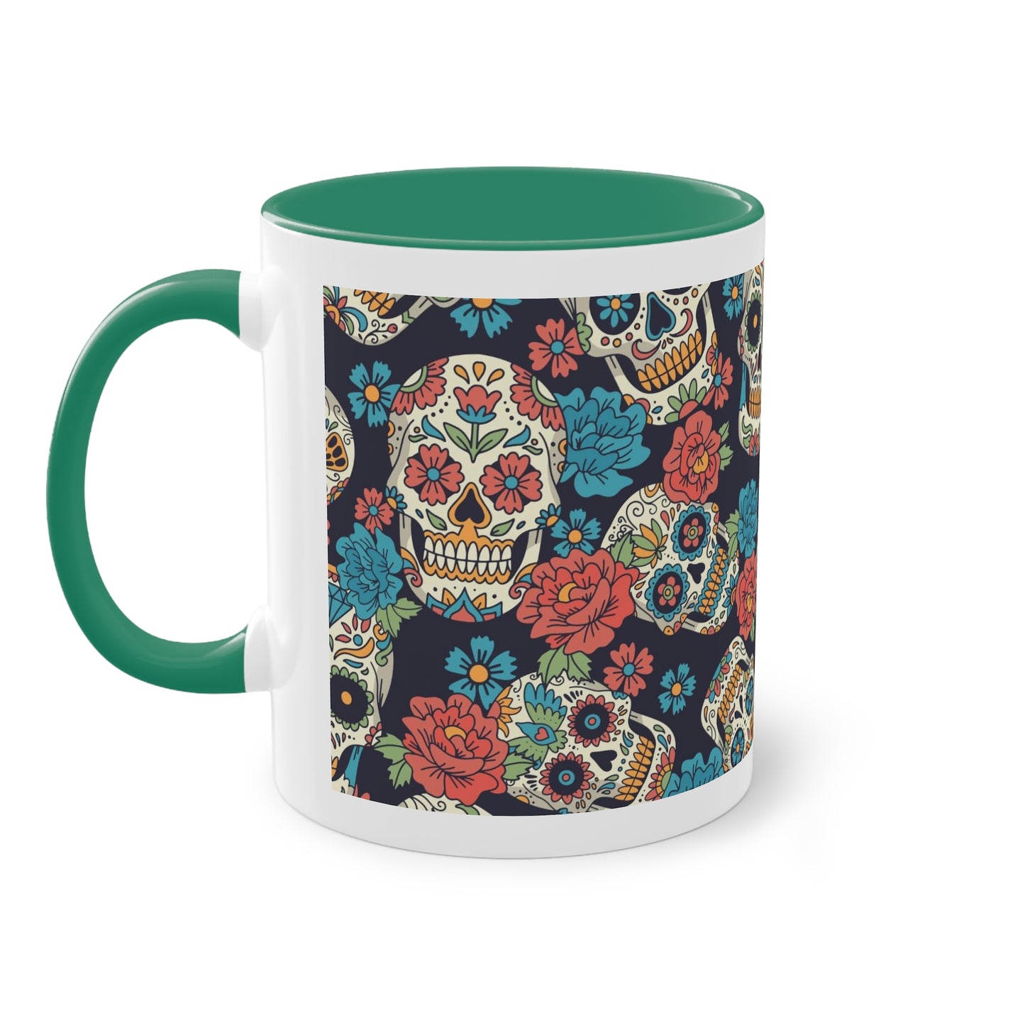 Día de los Muertos Tasse - Buntes Totenkopf-Muster im mexikanischen Stil