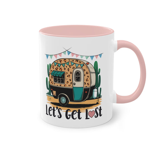 Let’s Get Lost Camping Tasse: Retro Wohnwagen mit Boho Vibes