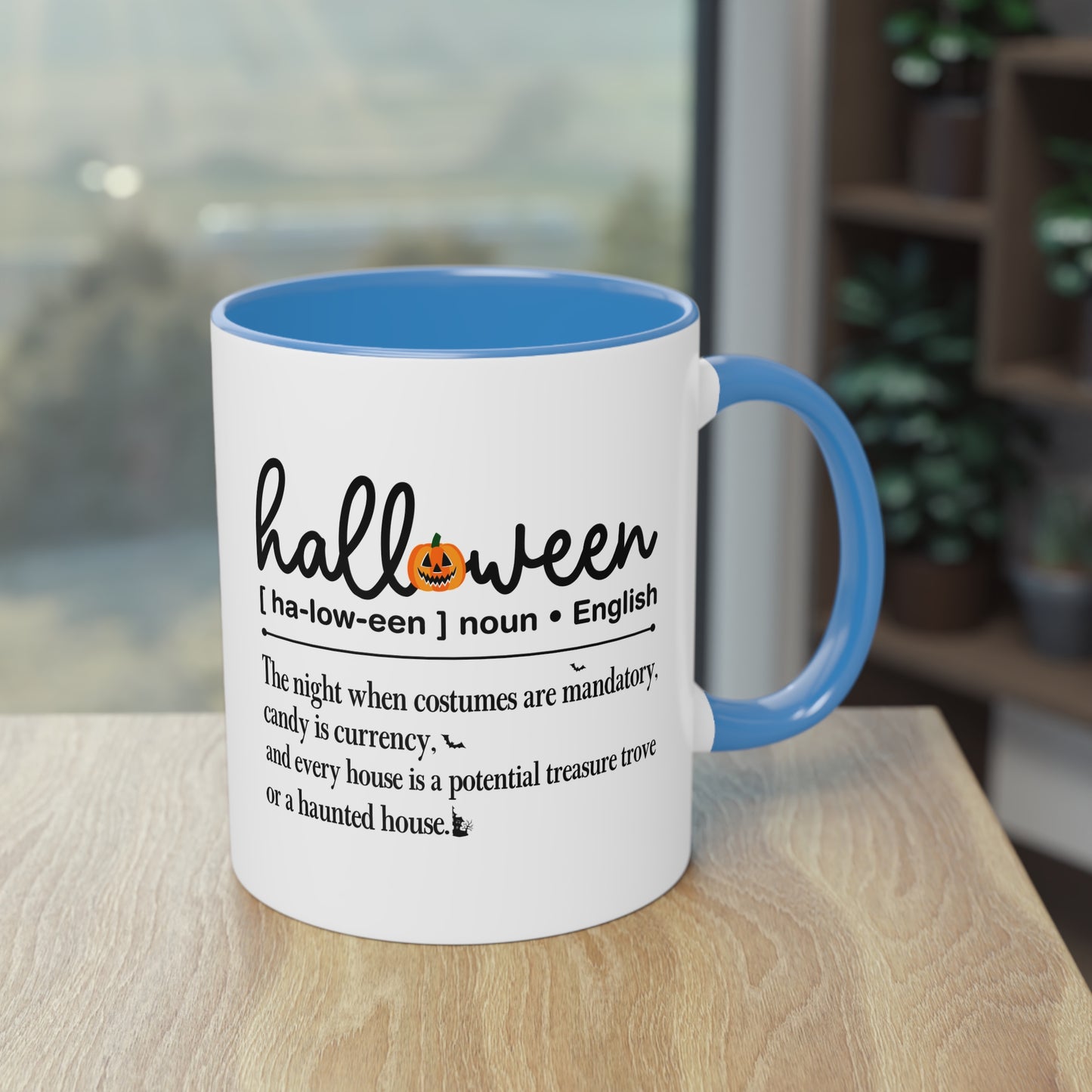 Halloween Tasse mit Definition & Kürbis-Detail | Lustiges Wörterbuch-Design