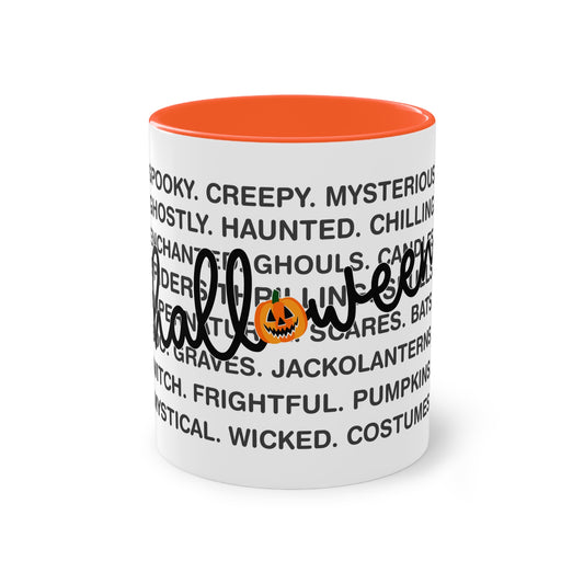 Halloween Tasse mit Wortwolke & Schriftzug | Gruseliges Herbst-Design