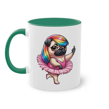 Freche Mops Ballerina Tasse - Lustige Keramik Tasse mit Ballett-Mops